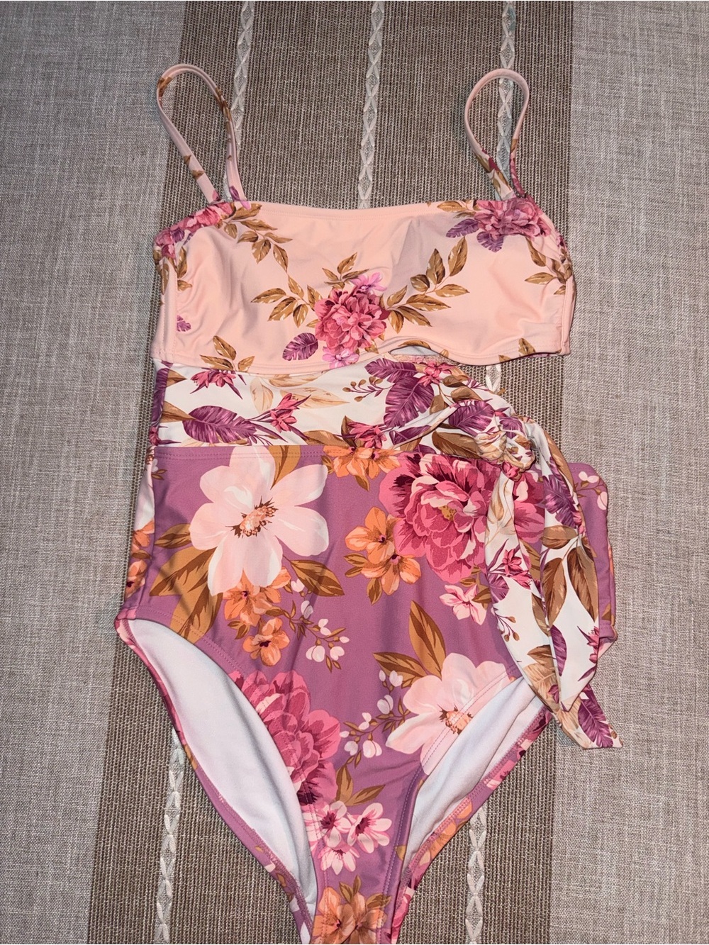 Kona Sol Floral One-Piece Swimsuit in Pink & Mauve